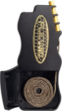 Load image into Gallery viewer, FlicWic Hemp Wick Dispenser Lighter Case w/ 12&#39; Organic Hemp Wick Spool (Black/Gold Metal) for Mini-Bic