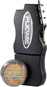 Black/Silver FlicWic Lighter Case Hemp Wick Dispenser w/12' Organic Hemp Wick Spool for Mini-Bic.
